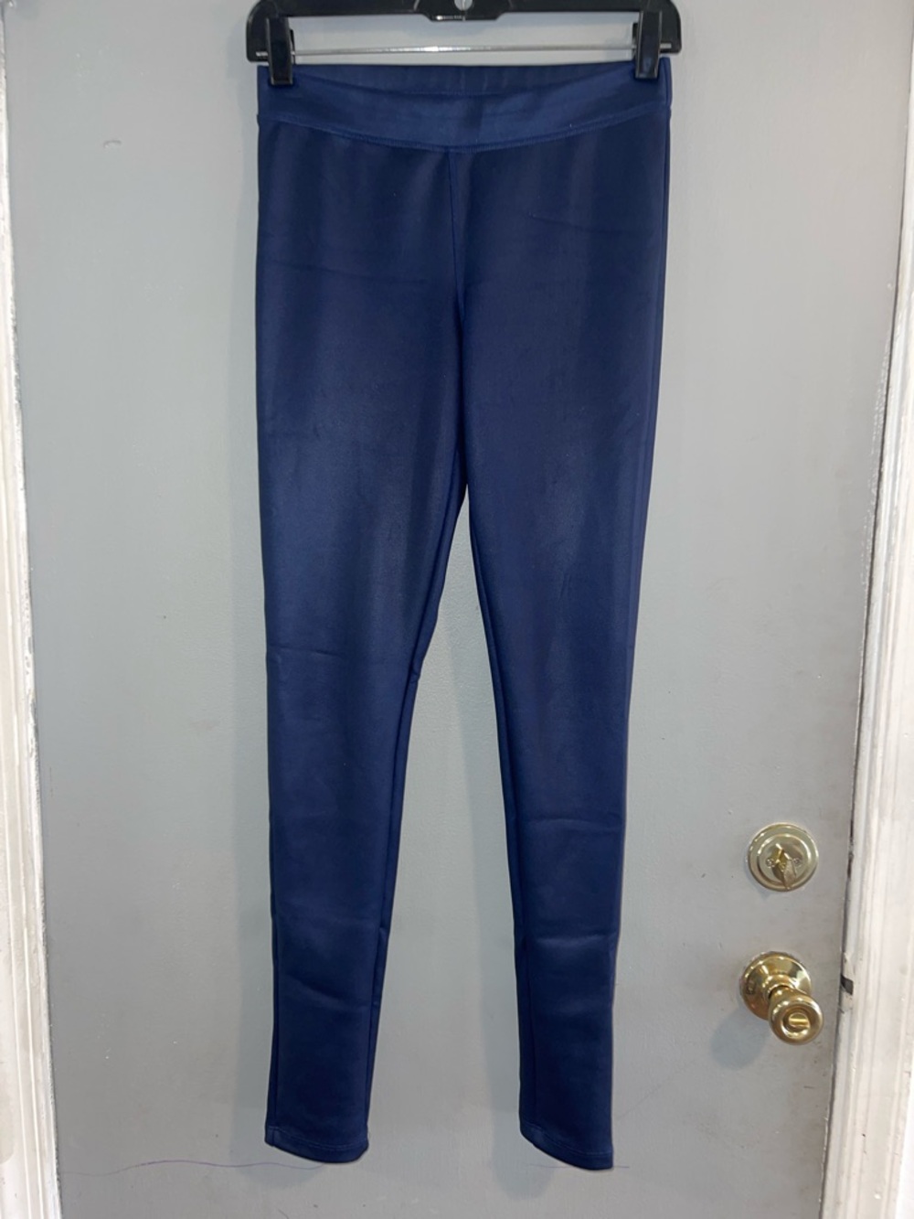 Express Deep Navy Stretch Faux Leather High-Rise Leggings size XS